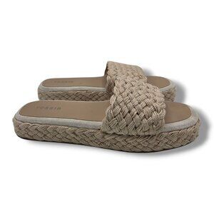Torrid Raffia Platform Slide Sandal Womens 11WW Natural‎ Braided